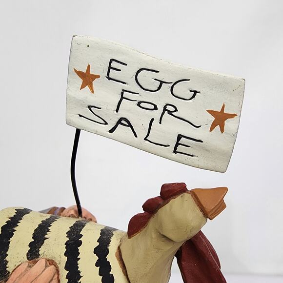 Williraye Studios Folk Art "Egg Money" Girl on Egg Pull Toy Chickens WW7421 - Picture 4 of 11